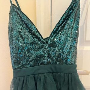 Lulu’s Emerald Green Sequin Homecoming Dress